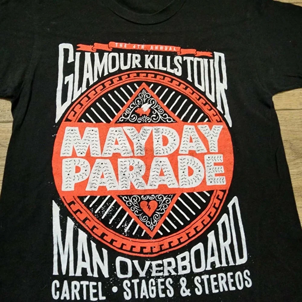 Mayday Parade Glamour Kills Tour 2013 Concert T-Shirt Mens Black S Man Overboard